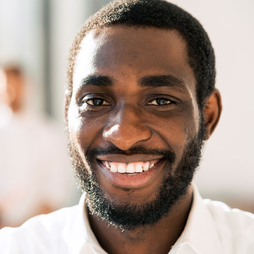 Smiling man featured in a patient testimonial for InterCommunity Health Care.